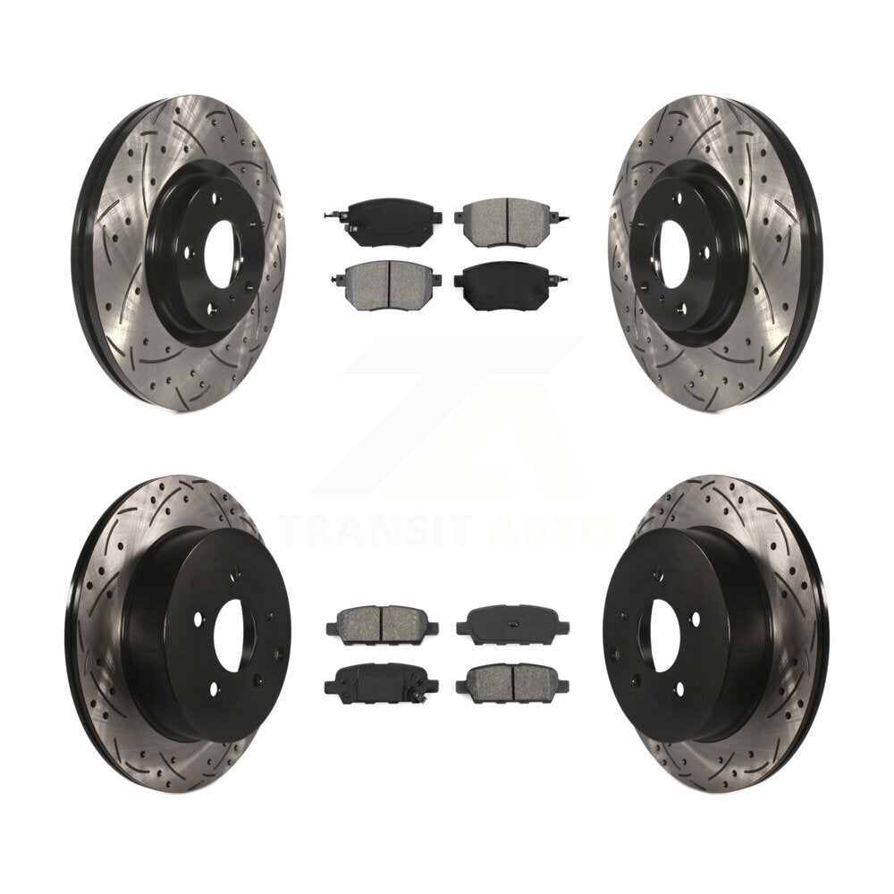 Drilled Slot Disc Brake Rotor Semi-Metallic Pad Front Rear Kit For Nissan Murano