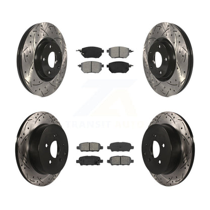 Drilled Slot Disc Brake Rotor Semi-Metallic Pad Front Rear Kit For Nissan Murano