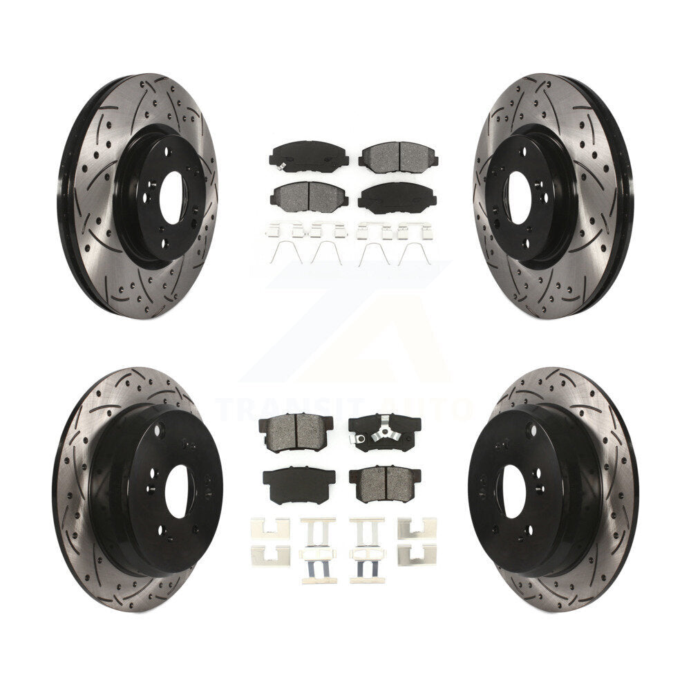 Drill Slot Brake Rotor Semi-Metallic Pad Front Rear Kit For 2005-2006 Honda CR-V