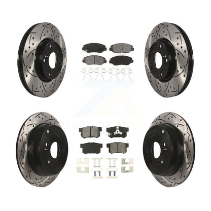 Drill Slot Brake Rotor Semi-Metallic Pad Front Rear Kit For 2005-2006 Honda CR-V