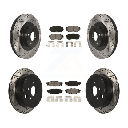 Drill Slot Disc Brake Rotors Semi-Metallic Pad Front Rear Kit For Subaru Impreza