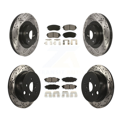 Drilled Slot Brake Rotor Semi-Metallic Pad Front Rear Kit For Subaru Forester XV
