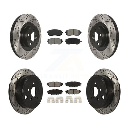 Drilled Slot Brake Rotor Semi-Metallic Pad Front Rear Kit For Subaru Outback WRX
