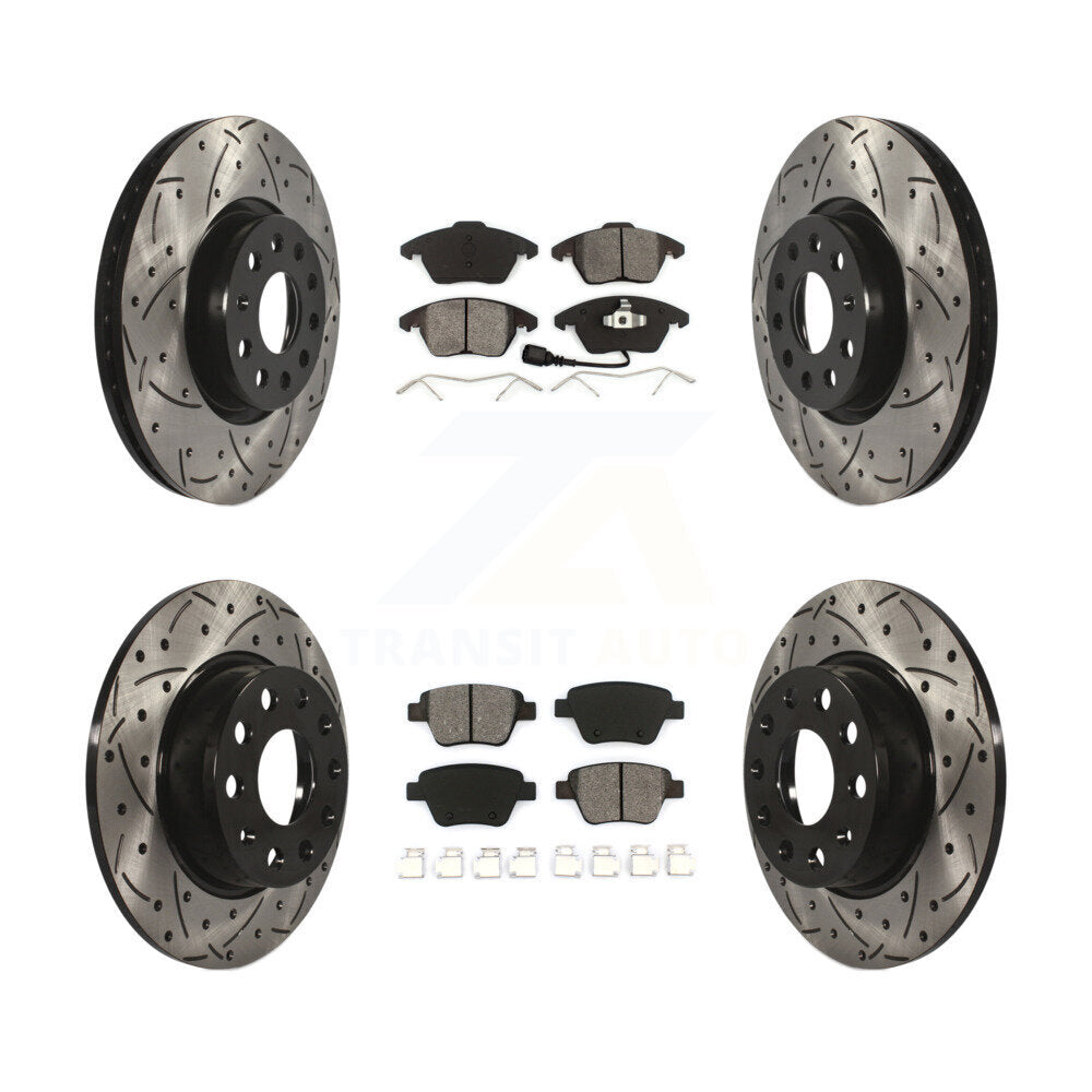 Drilled Slot Brake Rotors Semi-Metallic Pad Front Rear Kit For Volkswagen Beetle