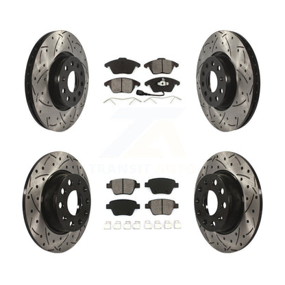 Drilled Slot Brake Rotors Semi-Metallic Pad Front Rear Kit For Volkswagen Beetle