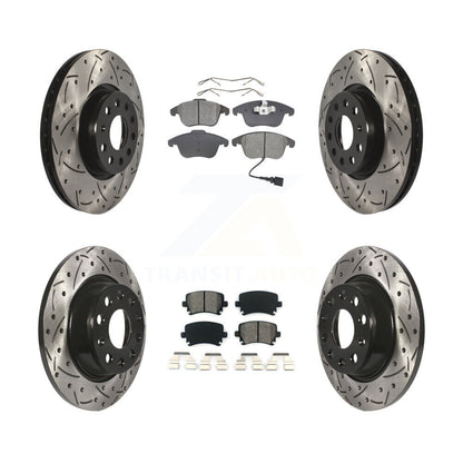 Drill Slot Brake Rotor Semi-Metallic Pad Front Rear Kit For Volkswagen Tiguan Q3