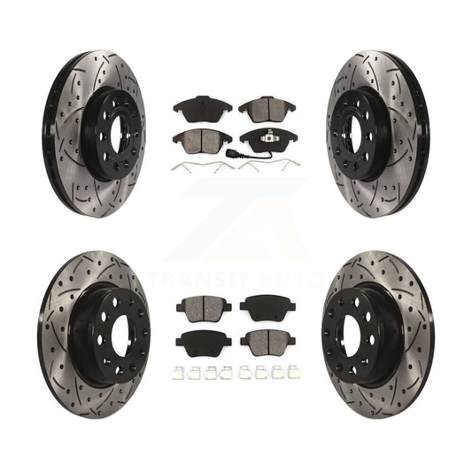 Drilled Slot Brake Rotors Semi-Metallic Pad Front Rear Kit For Volkswagen Beetle