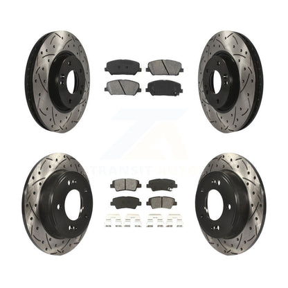 Drilled Slot Brake Rotor & Semi-Metallic Pad Front Rear Kit For Hyundai Veloster