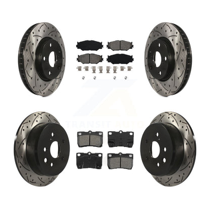 Drilled Slot Disc Brake Rotor & Semi-Metallic Pad Front Rear Kit For Lexus IS250