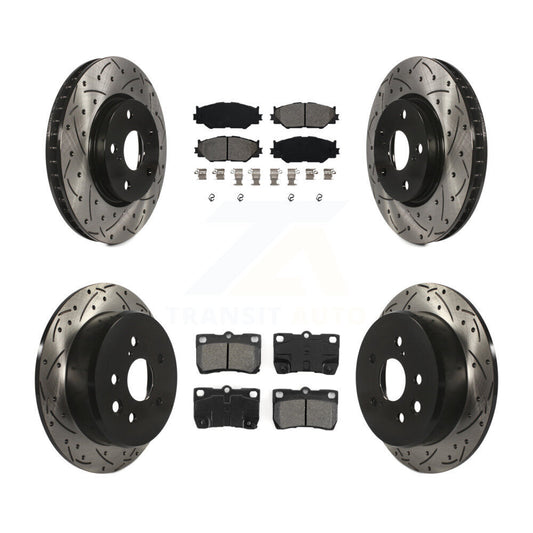 Drilled Slot Disc Brake Rotor & Semi-Metallic Pad Front Rear Kit For Lexus IS250