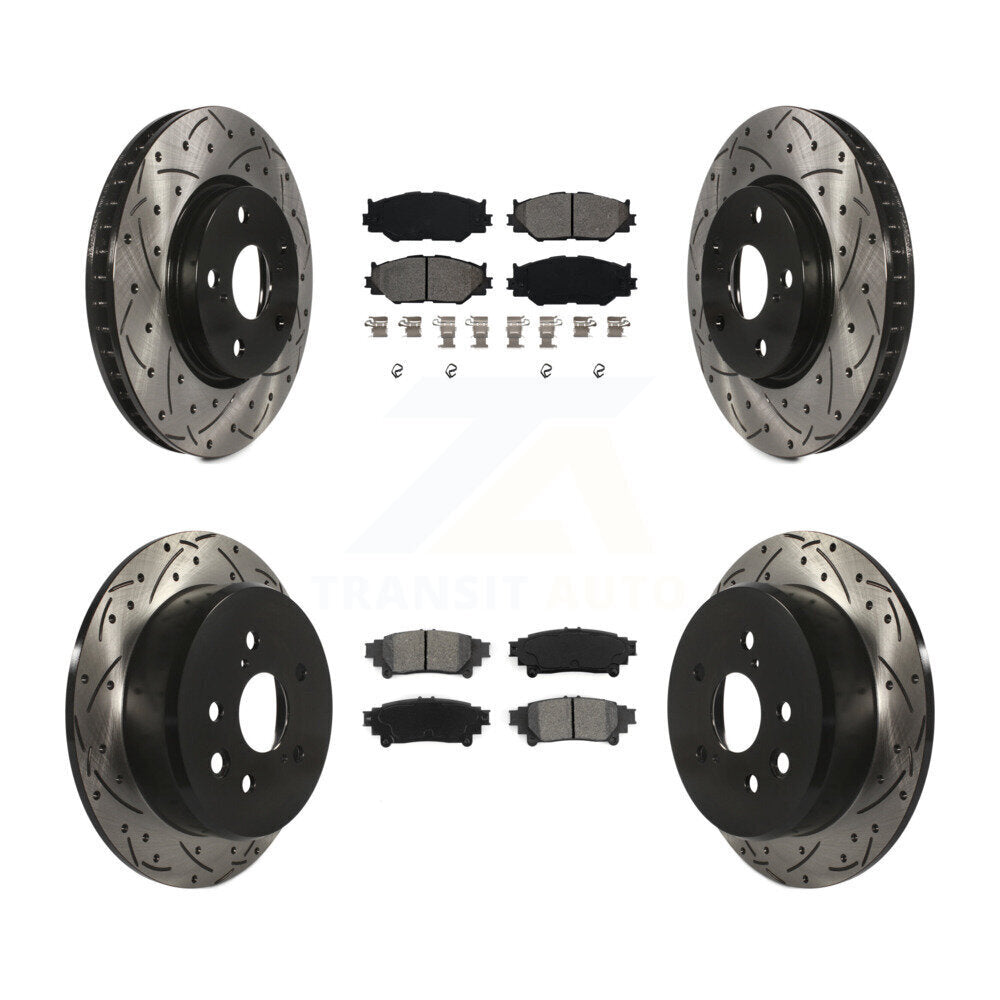 Drilled Slot Disc Brake Rotor & Semi-Metallic Pad Front Rear Kit For Lexus IS250