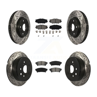 Drilled Slot Disc Brake Rotor & Semi-Metallic Pad Front Rear Kit For Lexus IS250