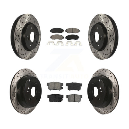 Coat Drill Slot Disc Brake Rotors Semi-Metallic Pad Front Rear Kit For Acura RDX