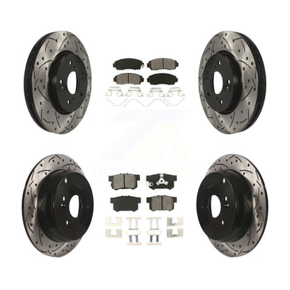 Drill Slot Brake Rotor Semi-Metallic Pad Front Rear Kit For 12-16 Honda CR-V AWD