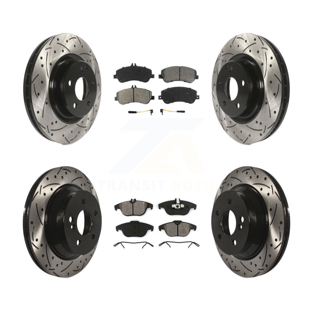 Drill Slot Brake Rotor Semi-Metallic Pad Front Rear Kit For Mercedes-Benz GLK350