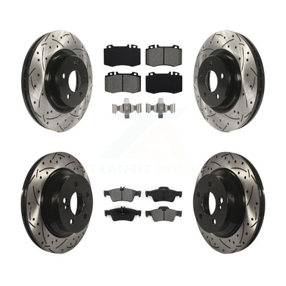 Drill Slot Brake Rotor Semi-Metallic Pad Front Rear Kit For Mercedes-Benz CLS550