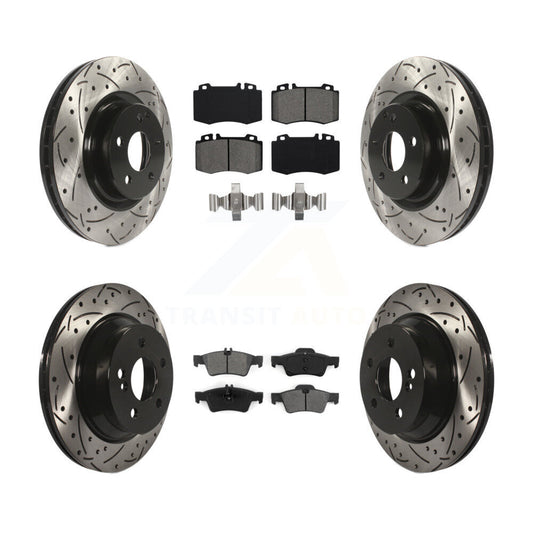 Drill Slot Brake Rotor Semi-Metallic Pad Front Rear Kit For Mercedes-Benz CLS550