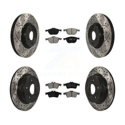 Drill Slot Brake Rotor Semi-Metallic Pad Front Rear Kit For Ford Transit Connect