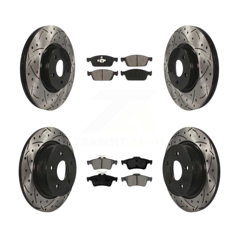 Drill Slot Brake Rotors Semi-Metallic Pad Front Rear Kit For Ford Escape Transit