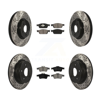 Drill Slot Brake Rotors Semi-Metallic Pad Front Rear Kit For Ford Escape Transit