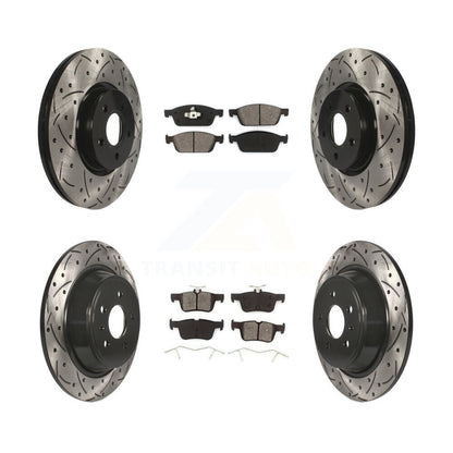 Drill Slot Brake Rotors Semi-Metallic Pad Front Rear Kit For Ford Escape Lincoln