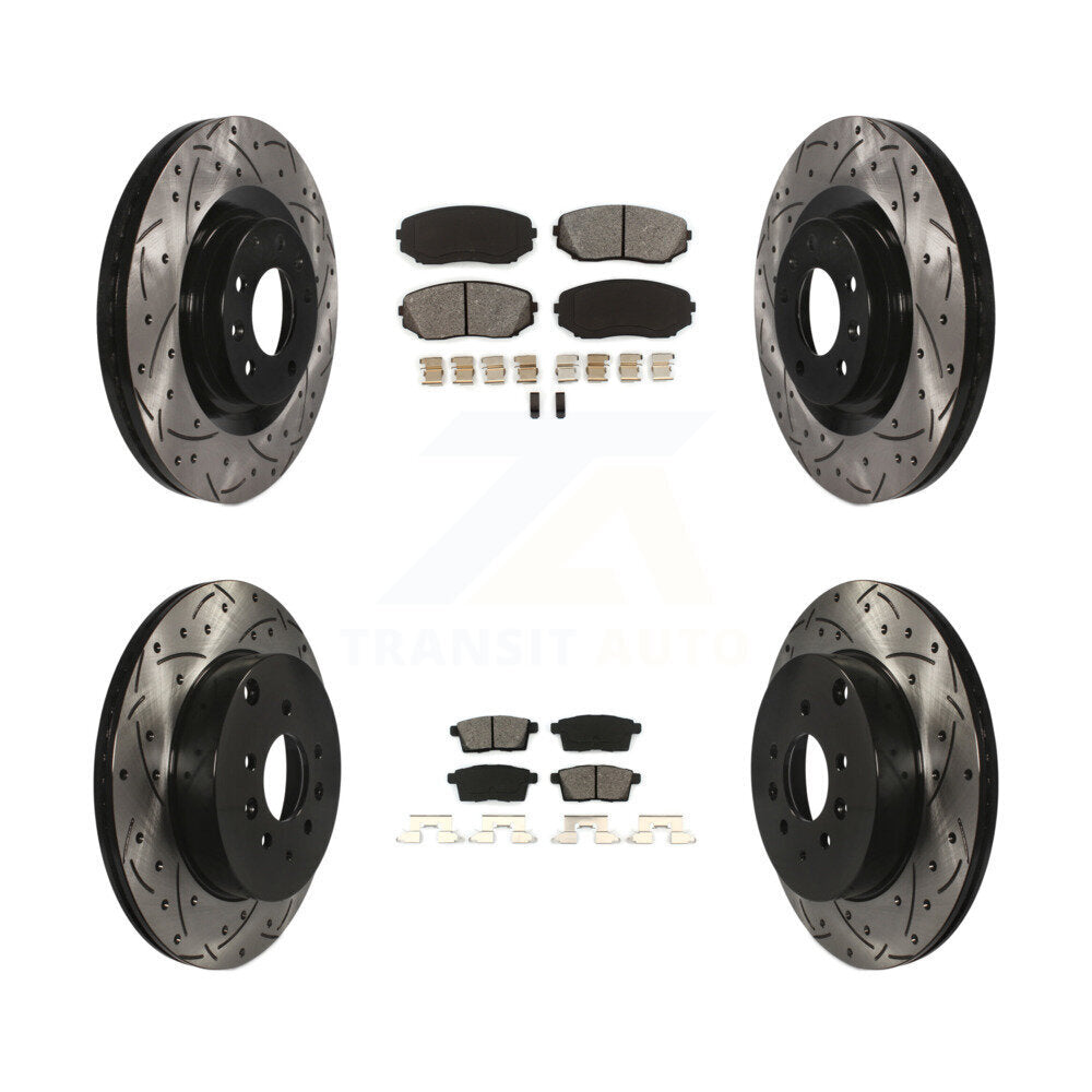 Drill Slot Brake Rotor Semi-Metallic Pad Front Rear Kit For 2007-2015 Mazda CX-9