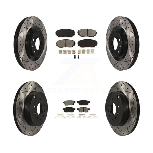 Drill Slot Brake Rotor Semi-Metallic Pad Front Rear Kit For 2007-2015 Mazda CX-9