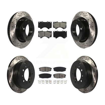Drill Slot Brake Rotors Semi-Metallic Pad Front Rear Kit For Toyota Tundra Lexus