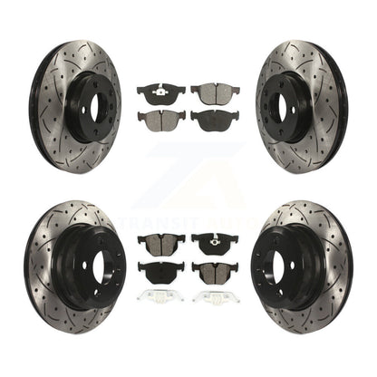 Coat Drill Slot Disc Brake Rotors Semi-Metallic Pad Front Rear Kit For BMW X5 X6