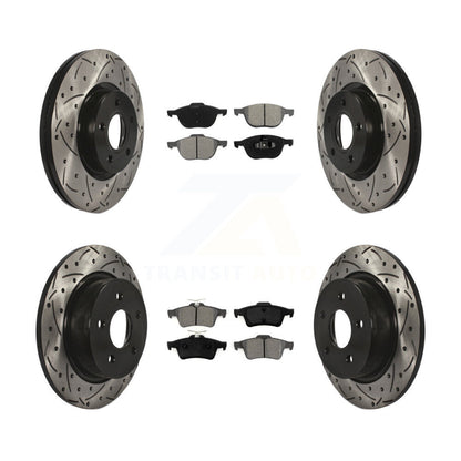 Drilled Slot Brake Rotors Semi-Metallic Pad Front Rear Kit For Ford Escape C-Max