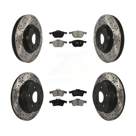 Drilled Slot Brake Rotors Semi-Metallic Pad Front Rear Kit For Ford Escape C-Max