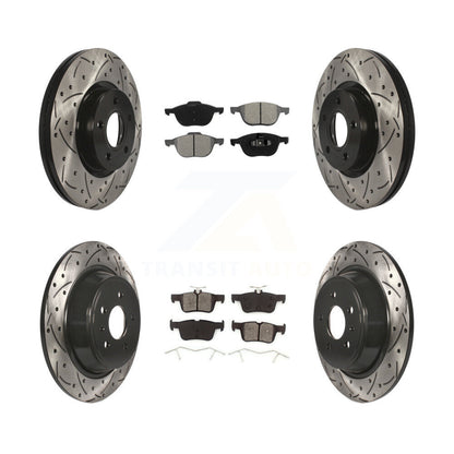 Drilled Slot Disc Brake Rotor & Semi-Metallic Pad Front Rear Kit For Ford Escape