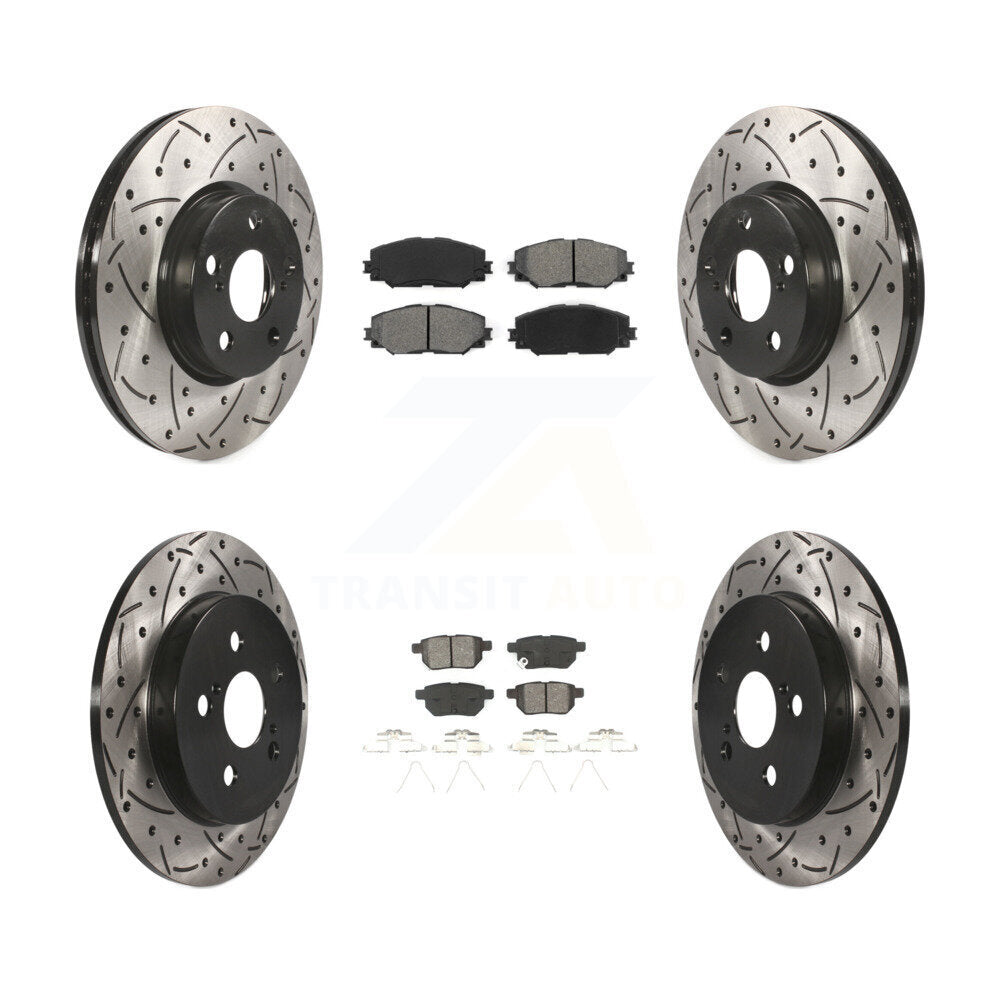 Drill Slot Brake Rotors Semi-Metallic Pad Front Rear Kit For Toyota Corolla Vibe