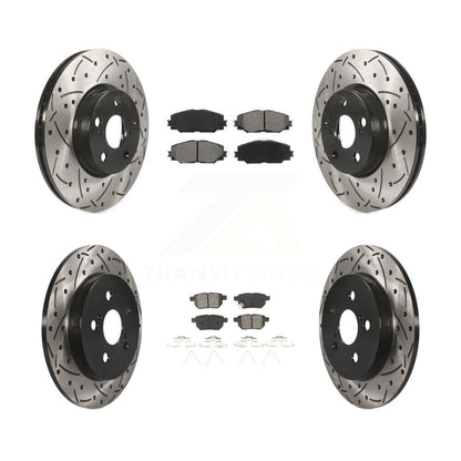 Drill Slot Brake Rotors Semi-Metallic Pad Front Rear Kit For Toyota Corolla Vibe