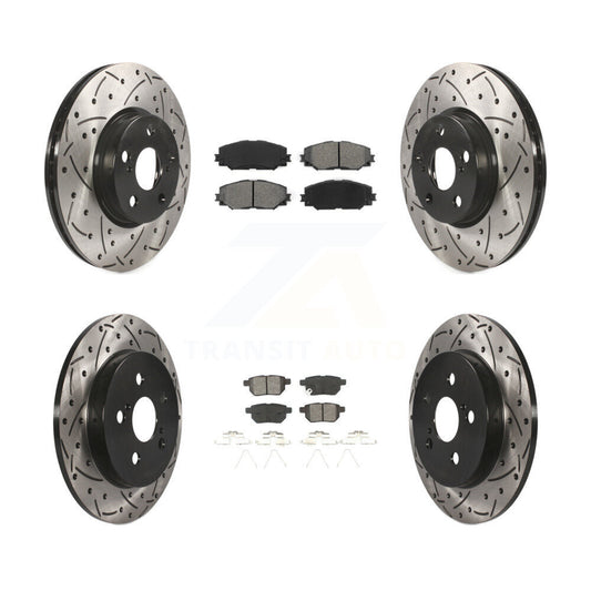 Drill Slot Brake Rotors Semi-Metallic Pad Front Rear Kit For Toyota Corolla Vibe