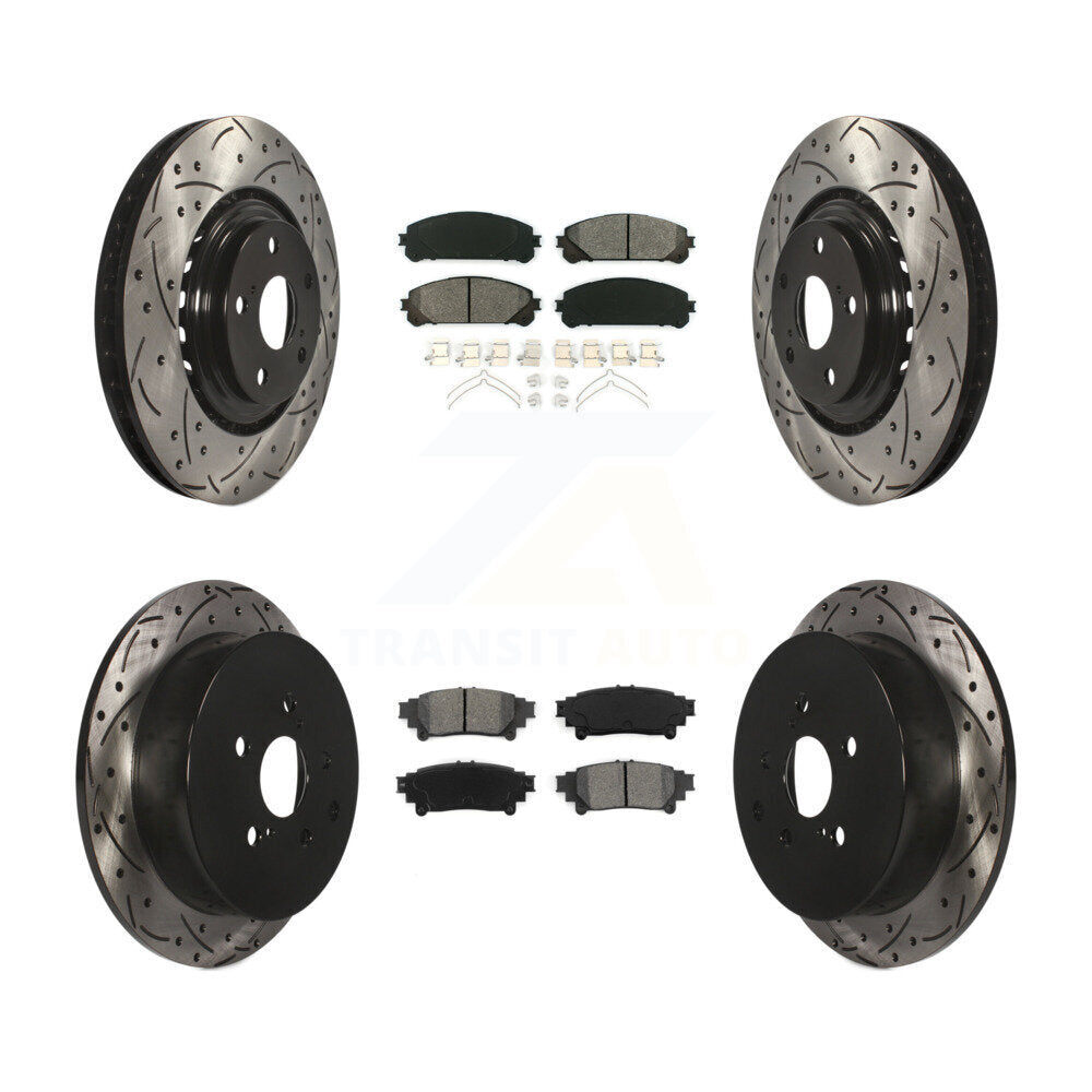 Drill Slot Brake Rotors Semi-Metallic Pad Front Rear Kit For Toyota Sienna Lexus