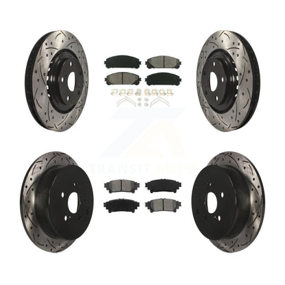 Drill Slot Brake Rotors Semi-Metallic Pad Front Rear Kit For Toyota Sienna Lexus