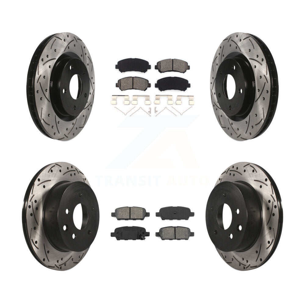 Drill Slot Brake Rotors Semi-Metallic Pad Front Rear Kit For Nissan Rogue Select
