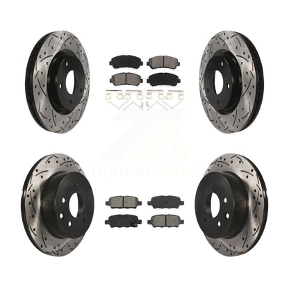 Drill Slot Brake Rotors Semi-Metallic Pad Front Rear Kit For Nissan Rogue Select