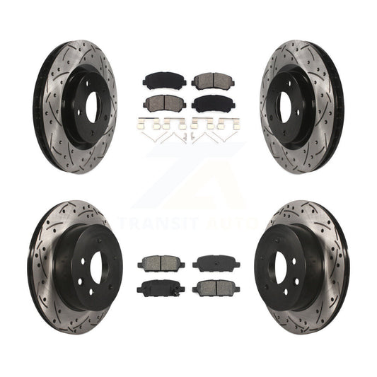 Drill Slot Brake Rotors Semi-Metallic Pad Front Rear Kit For Nissan Rogue Select