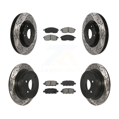 Drilled Slot Brake Rotor Semi-Metallic Pad Front Rear Kit For Nissan Sentra SE-R