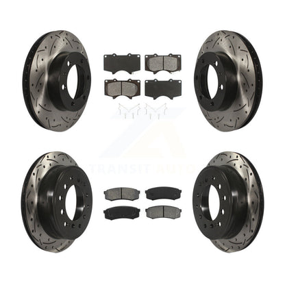 Drilled Slot Brake Rotors Semi-Metallic Pad Front Rear Kit For Toyota FJ Cruiser