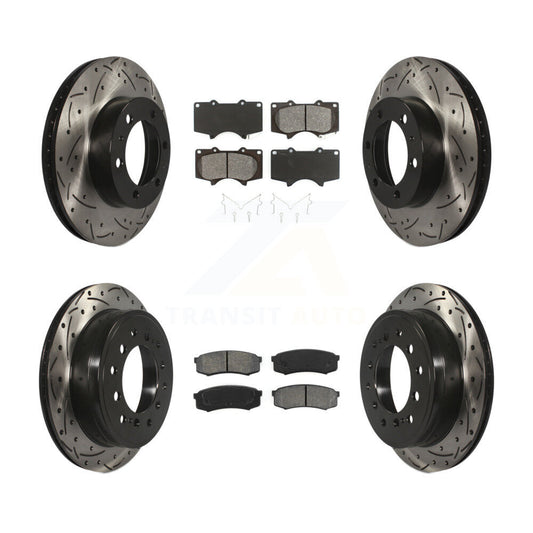 Drilled Slot Brake Rotors Semi-Metallic Pad Front Rear Kit For Toyota FJ Cruiser