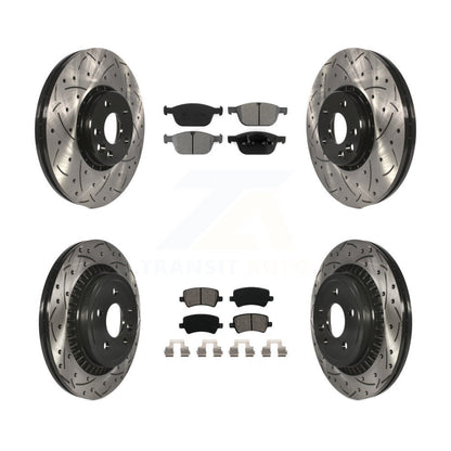 Drill Slot Brake Rotor Semi-Metallic Pad Front Rear Kit For 2010-2015 Volvo XC60