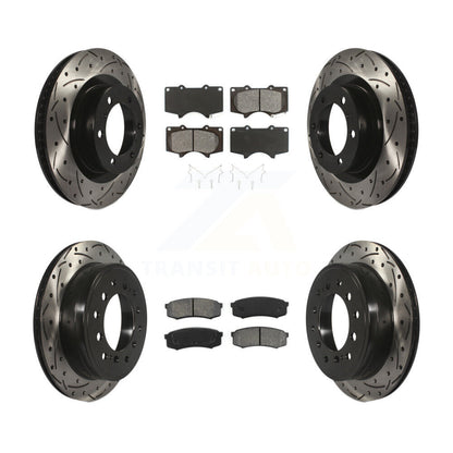 Drill Slot Brake Rotor Semi-Metallic Pad Front Rear Kit For Toyota 4Runner Lexus
