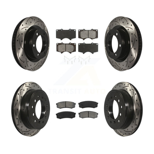 Drill Slot Brake Rotor Semi-Metallic Pad Front Rear Kit For Toyota 4Runner Lexus