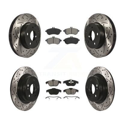 Drilled Slot Brake Rotor Semi-Metallic Pad Front Rear Kit For Mercedes-Benz C250