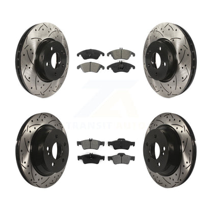 Drilled Slot Brake Rotor Semi-Metallic Pad Front Rear Kit For Mercedes-Benz E350