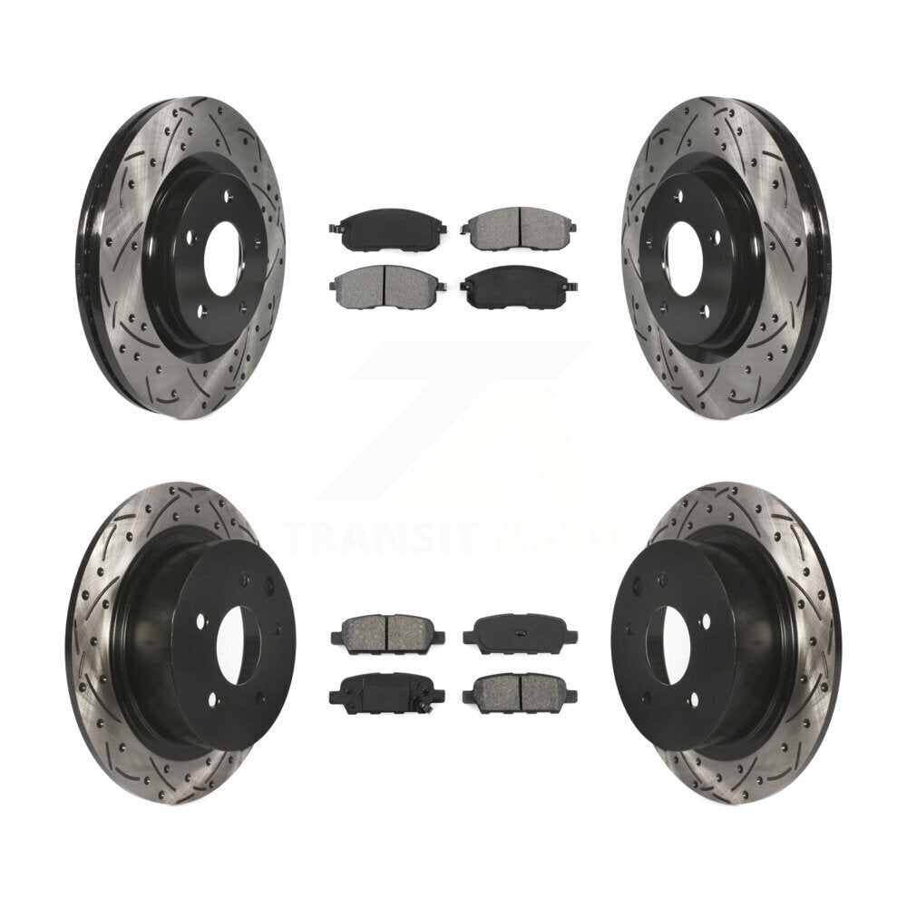 Drilled Slot Brake Rotor Semi-Metallic Pad Front Rear Kit For Nissan Sentra Juke