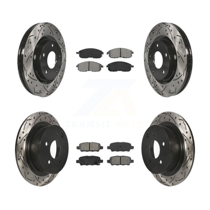 Drilled Slot Brake Rotor Semi-Metallic Pad Front Rear Kit For Nissan Sentra Juke
